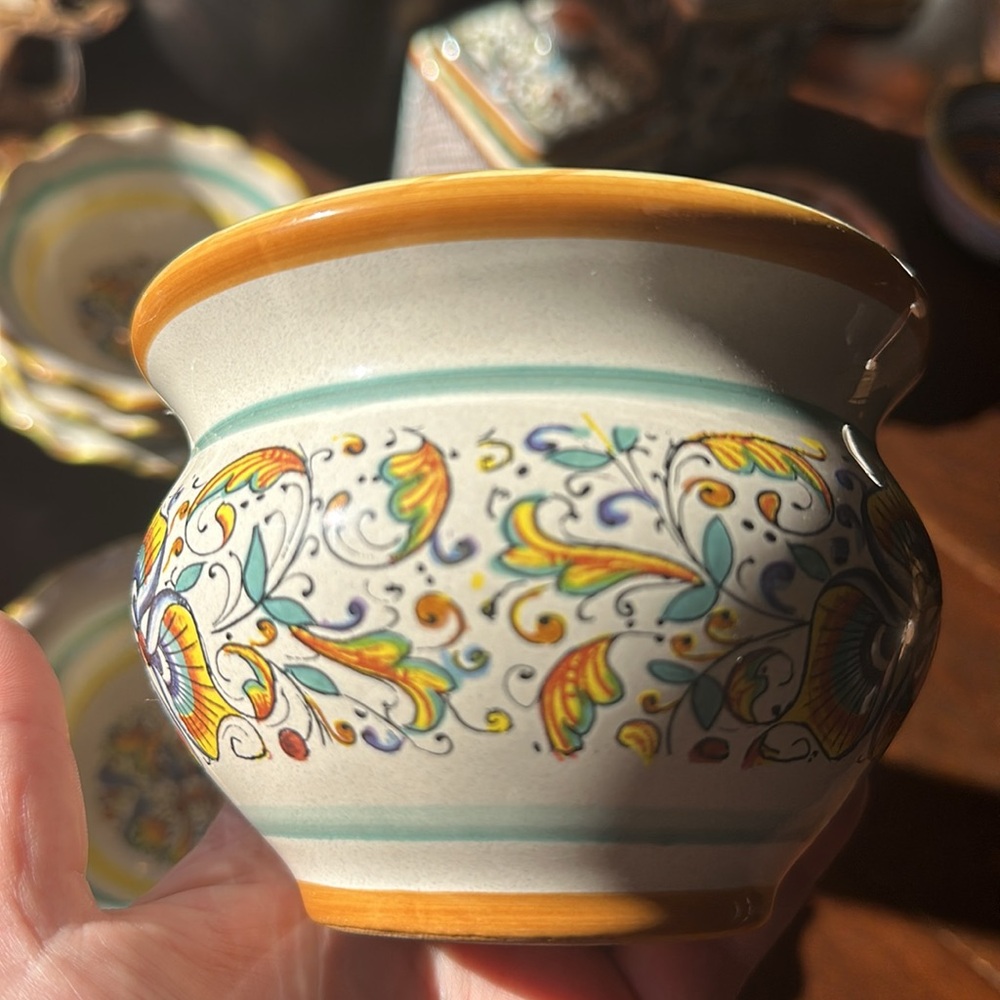 Meridiana Ceramache small artisan hand painted kitchen storage container Italy - Picture 7 of 14